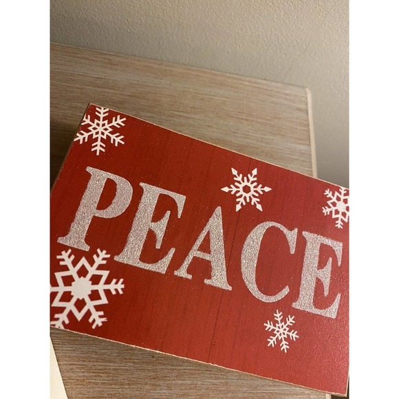 LOT of 4 Christmas Wooden Box Signs Tabletop Decor Wall Art Holiday Hanging Sign - Picture 3 of 6